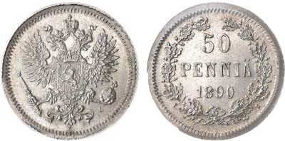 Лот №1168, 50 пенни 1890 года. L. В слабе ННР MS 64.