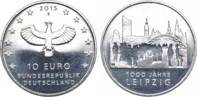 Лот №119,  Германия. 10 евро 2015 года. 1000 лет городу Лейпциг.