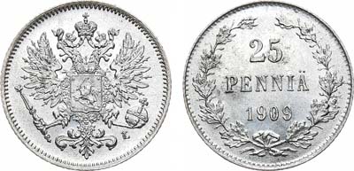 Лот №1272, 25 пенни 1909 года. L.