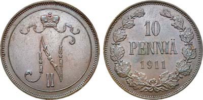 Лот №1287, 10 пенни 1911 года. В слабе ННР MS 63.