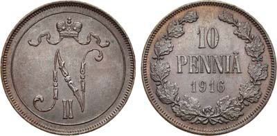 Лот №1344, 10 пенни 1916 года.