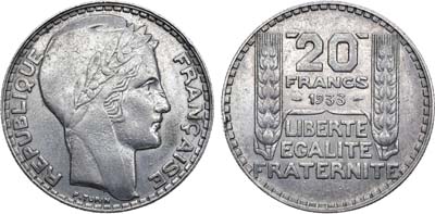 Лот №224,  Франция. Третья республика. 20 франков 1933 года.