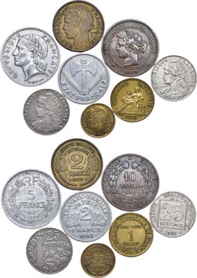 Лот №225,  Франция. Сборный лот из 8 монет и медали.