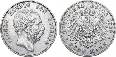 Лот №85,  Германская империя. Королевство Саксония. Король Альберт. 5 марок 1900 года.