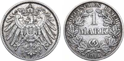 Лот №94,  Германская империя. Император Вильгельм II. 1 марка 1914 года.