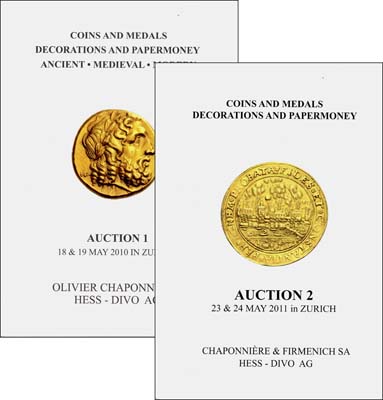 Лот №1016,  Лот из 2 аукционных каталогов фирмы Oliver Chaponniere совместно с Hess-Divo.