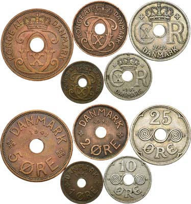 Лот №143,  Фарерские острова. Сборный лот из 5 монет 1941 года.