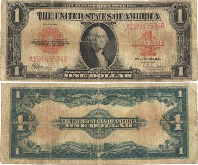 Лот №551,  США. 1 доллар 1923 года. Красная печать. United States Note. Подписи Speelman/White.