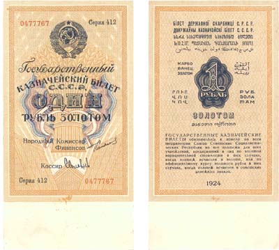 Лот №70,  СССР. 1 рубль золотом 1924 года. Сокольников/Соловьев.