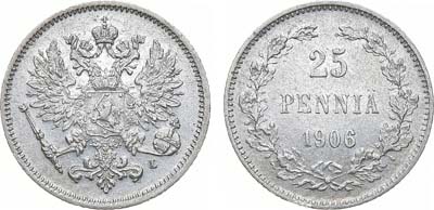 Лот №1100, 25 пенни 1906 года. L.