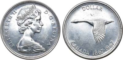 Лот №114,  Канада. Елизавета II. 1 доллар 1967 года. 100 лет Конфедерации Канада.