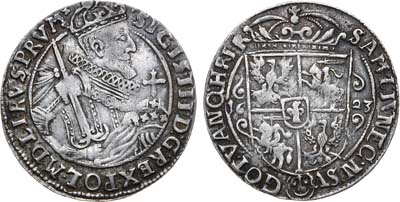Лот №155,  Речь Посполитая. Король польский и великий князь литовский Сигизмунд III Ваза. Орт (1/4 талера) 1623 года.