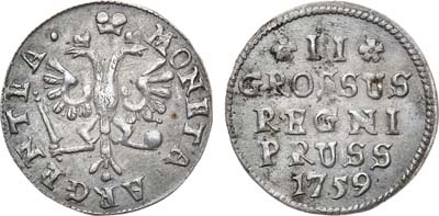 Лот №465, 2 гроша 1759 года. В слабе ННР MS 61.