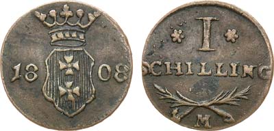 Лот №57,  Германия. Королевство Пруссия. Вольный город Гданьск (Данциг). 1 шиллинг 1808 года.