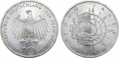 Лот №86,  ФРГ (Федеративная Республика Германия). 10 марок 1989 года. 2000 лет городу Бонн.