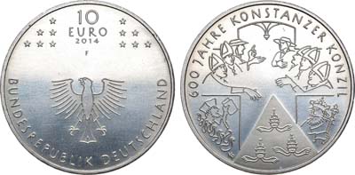 Лот №95,  Германия. Европейский союз. 10 евро 2014 года. 600 лет Констанцскому собору.