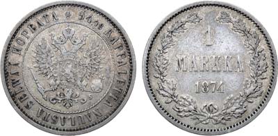 Лот №968, 1 марка 1874 года. S.