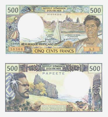 Лот №437,  Таити. Французская Полинезия. Банк Франции. 500 франков 1985 года.