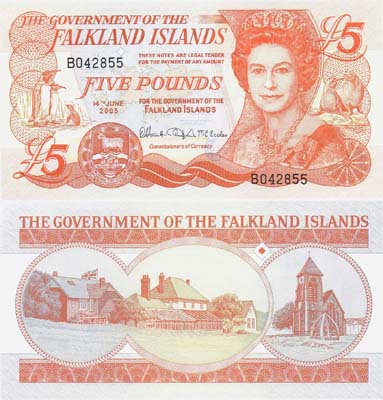 Лот №444,  Фолклендские острова. Британские Заморские территории. 5 фунтов 2005 года. Выпуск 14 июня 2005 года.
