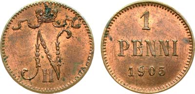 Лот №1003, 1 пенни 1905 года.
