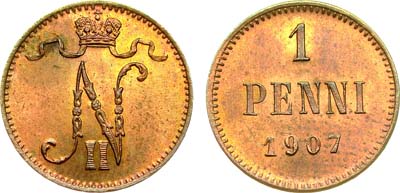 Лот №1017, 1 пенни 1907 года.