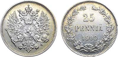 Лот №1026, 25 пенни 1909 года. L.
