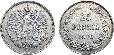 Лот №1031, 25 пенни 1910 года. L.