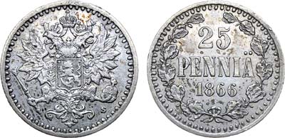 Лот №770, 25 пенни 1866 года. S.