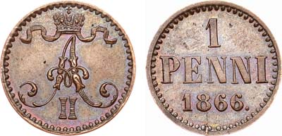 Лот №775, 1 пенни 1866 года.