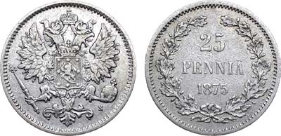 Лот №821, 25 пенни 1875 года. S.