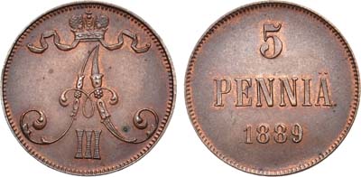 Лот №891, 5 пенни 1889 года.
