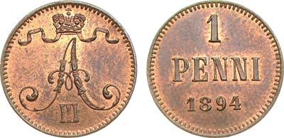 Лот №916, 1 пенни 1894 года.