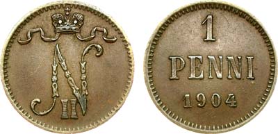 Лот №995, 1 пенни 1904 года.