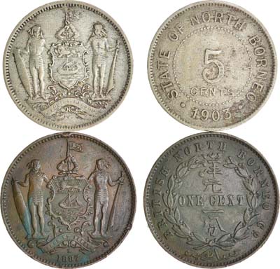 Лот №128,  Северное Борнео. Сборный лот из 2 монет 1887-1903 гг.