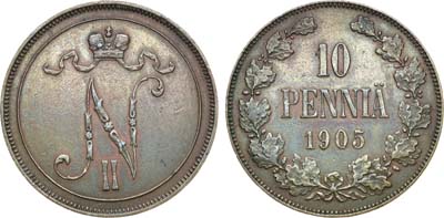 Лот №1348, 10 пенни 1905 года.