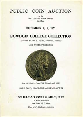 Лот №1644,  Schulman Coin. Каталог аукциона. Bowdoin College Collection.