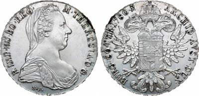 Лот №185,  Австрия. Мария Терезия. 1 талер 1780 года. Новодел.
