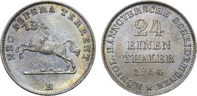 Лот №248,  Королевство Брауншвейг-Каленберг-Ганновер. Король Георг V. 1/24 талера 1854 года.