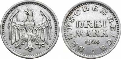 Лот №256,  Германия. Веймарская Республика. 3 марки 1924 года. E.