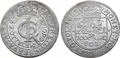 Лот №311,  Речь Посполитая. Король польский и великий князь литовский Ян II Казимир. 30 грошей 1663 года.