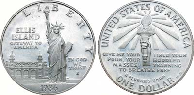 Лот №329,  США. 1 доллар 1986 года. 100 лет Статуе Свободы.