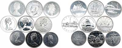 Лот №56,  Канада. Сборный лот из 9 монет по 1 доллару 1949-1991 гг.