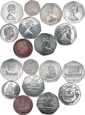Лот №80,  Остров Мэн. Британское содружество. Елизавета II. Сборный лот из 9 монет 1971-2001 гг.