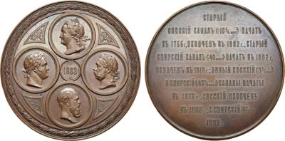 Лот №1135, Медаль 1883 года. В память открытия новых Сясского и Свирского каналов.
