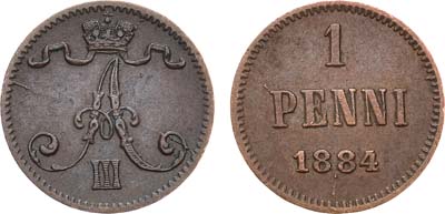 Лот №1139, 1 пенни 1884 года.