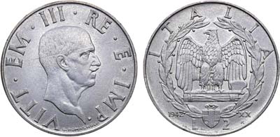 Лот №135,  Италия. Королевство. Король Виктор Эммануил III. 2 лиры 1942 года.