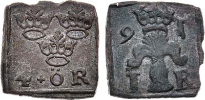 Лот №227,  Королевство Швеция. Король Юхан III. 4 эре 1591 года.