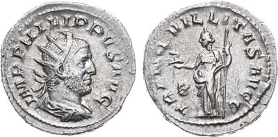 Лот №24,  Римская Империя. Император Филипп I Араб. Антониниан 248 год.