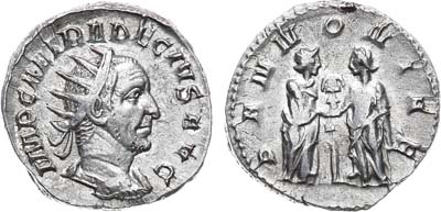 Лот №29,  Римская Империя. Император Деций Траян. Антониниан 251 год.