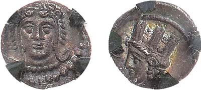 Лот №2,  Древняя Греция. Киликия. Тетартеморион. 400-300 гг до н. э. В слабе RNGA MS 62.